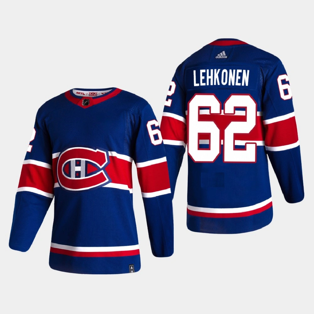 Men's Montreal Canadiens Artturi Lehkonen #62 2021 Season Reverse Retro Authentic Special Edition Blue Jersey Men's Montreal Canadiens Artturi Lehkonen #62 2021 Season Reverse Retro Authentic Special Edition Blue Jersey