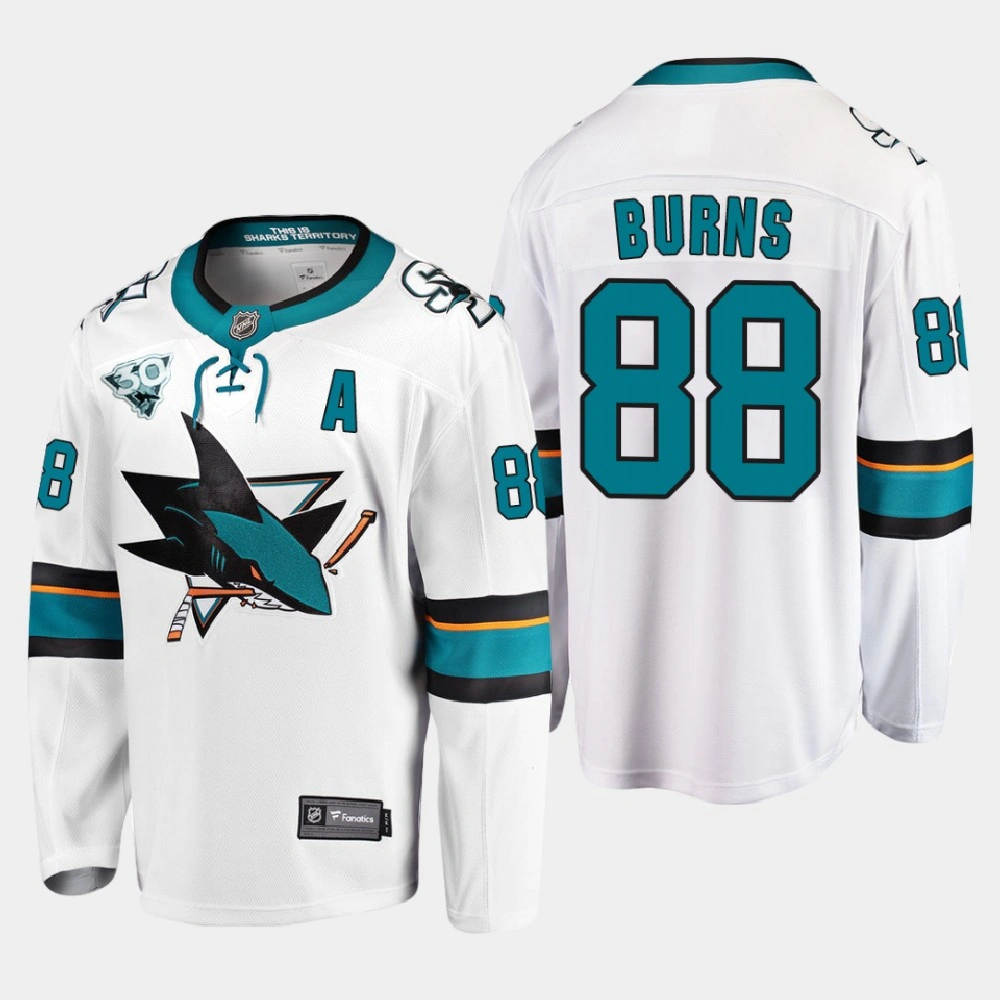 Youth San Jose Sharks Brent Burns #88 2021 Season Reverse Retro 30th Anniversary White Jersey