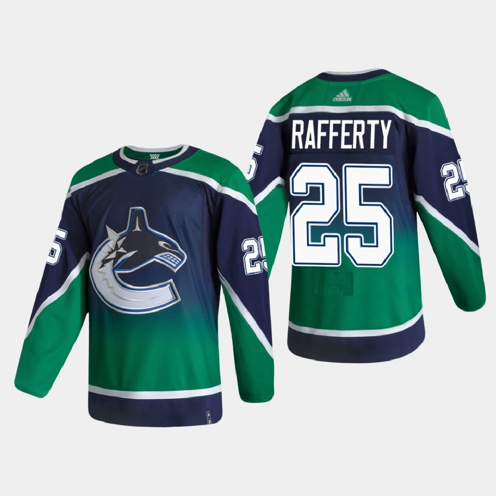 Men's Vancouver Canucks Brogan Rafferty #25 2021 Season Reverse Retro Authentic Pro Special Edition Green Jersey Men's Vancouver Canucks Brogan Rafferty #25 2021 Season Reverse Retro Authentic Pro Special Edition Green Jersey