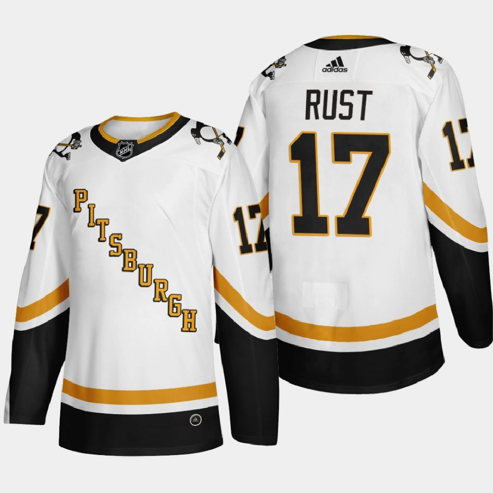 Men Pittsburgh Penguins Bryan Rust #17 2021 Season Reverse Retro Fourth Authentic White Jersey Men Pittsburgh Penguins Bryan Rust #17 2021 Season Reverse Retro Fourth Authentic White Jersey