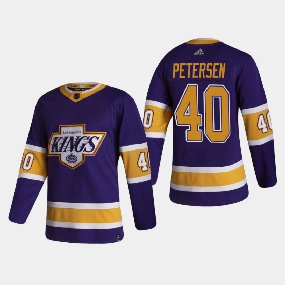 Women's Los Angeles Kings Calvin Petersen #40 2021 Season Reverse Retro Authentic Purple Jersey