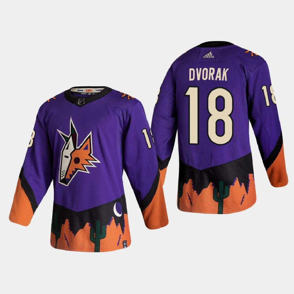 Women's Arizona Coyotes Christian Dvorak #18 2021 Season Reverse Retro Authentic Special Edition Purple Jersey