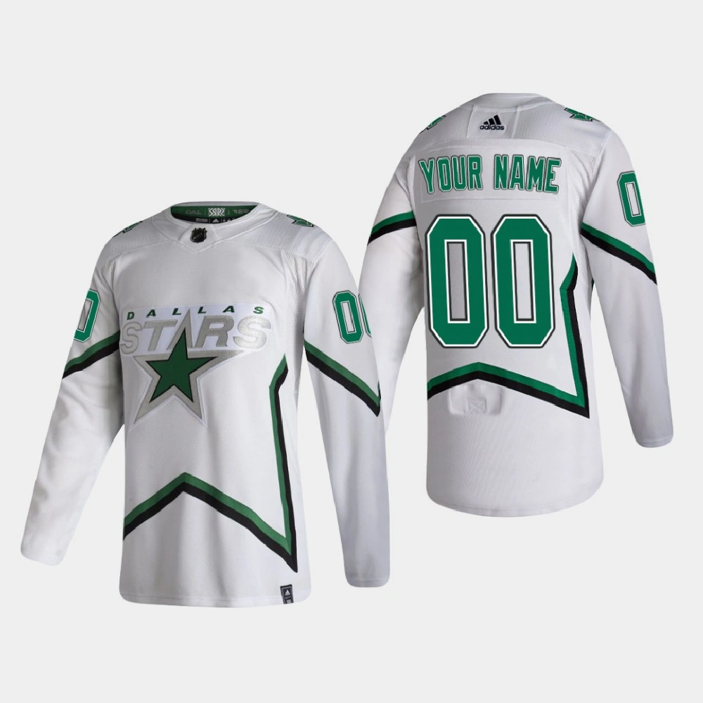 Men's Dallas Stars Custom #00 2021 Season Reverse Retro Authentic White Jersey Men's Dallas Stars Custom #00 2021 Season Reverse Retro Authentic White Jersey