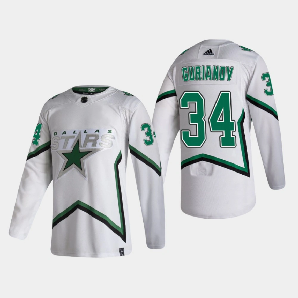 Men's Dallas Stars Denis Gurianov #34 2021 Season Reverse Retro Authentic White Jersey