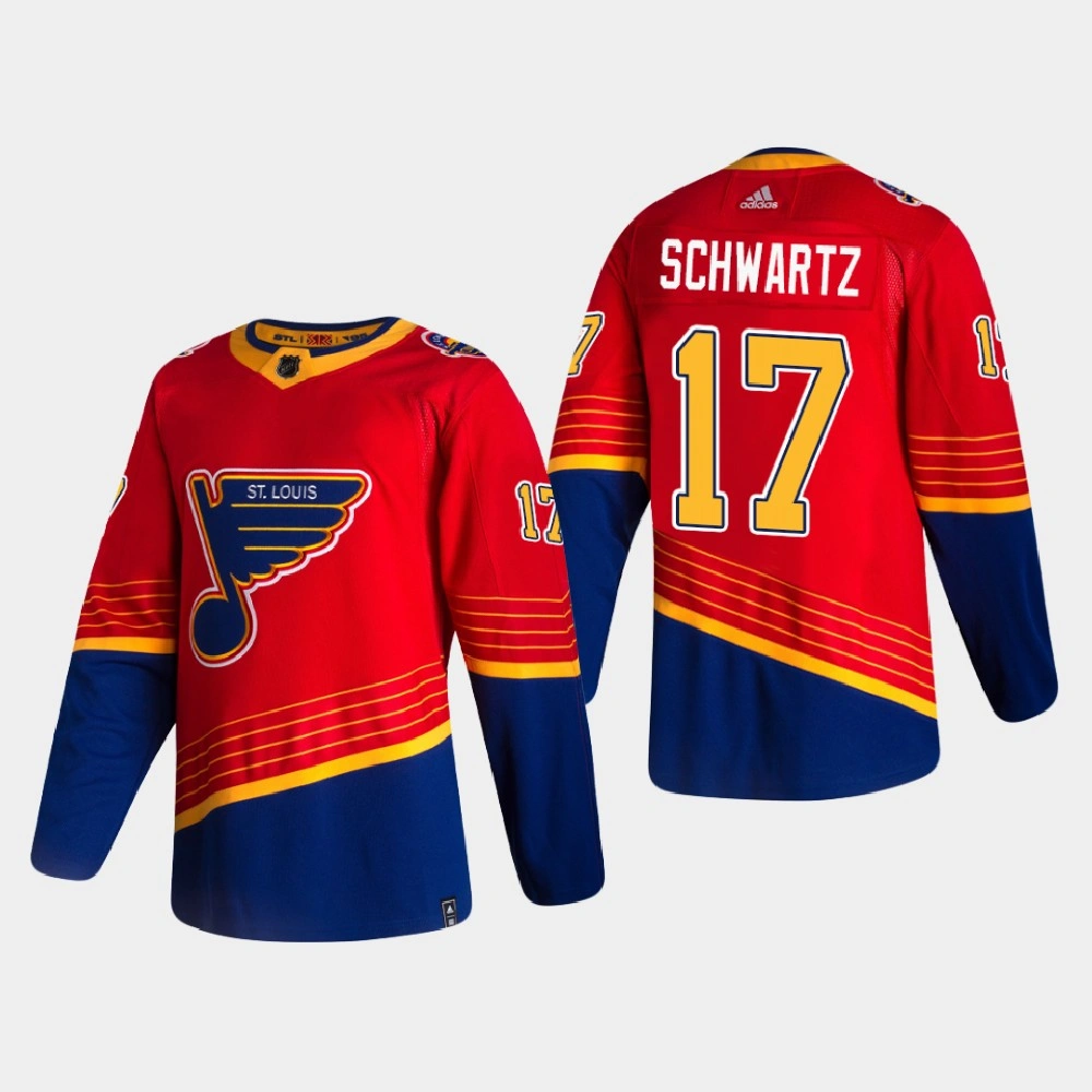 Women's St. Louis Blues Jaden Schwartz #17 2021 Season Reverse Retro Authentic Pro Special Edition Red Jersey Women's St. Louis Blues Jaden Schwartz #17 2021 Season Reverse Retro Authentic Pro Special Edition Red Jersey