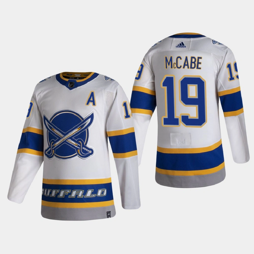 Women's Buffalo Sabres Jake McCabe #19 2021 Season Reverse Retro Authentic Special Edition White Jersey Women's Buffalo Sabres Jake McCabe #19 2021 Season Reverse Retro Authentic Special Edition White Jersey