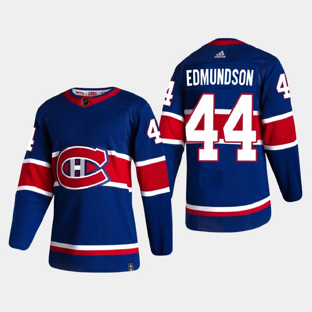 Youth Montreal Canadiens Joel Edmundson #44 2021 Season Reverse Retro Authentic Special Edition Blue Jersey