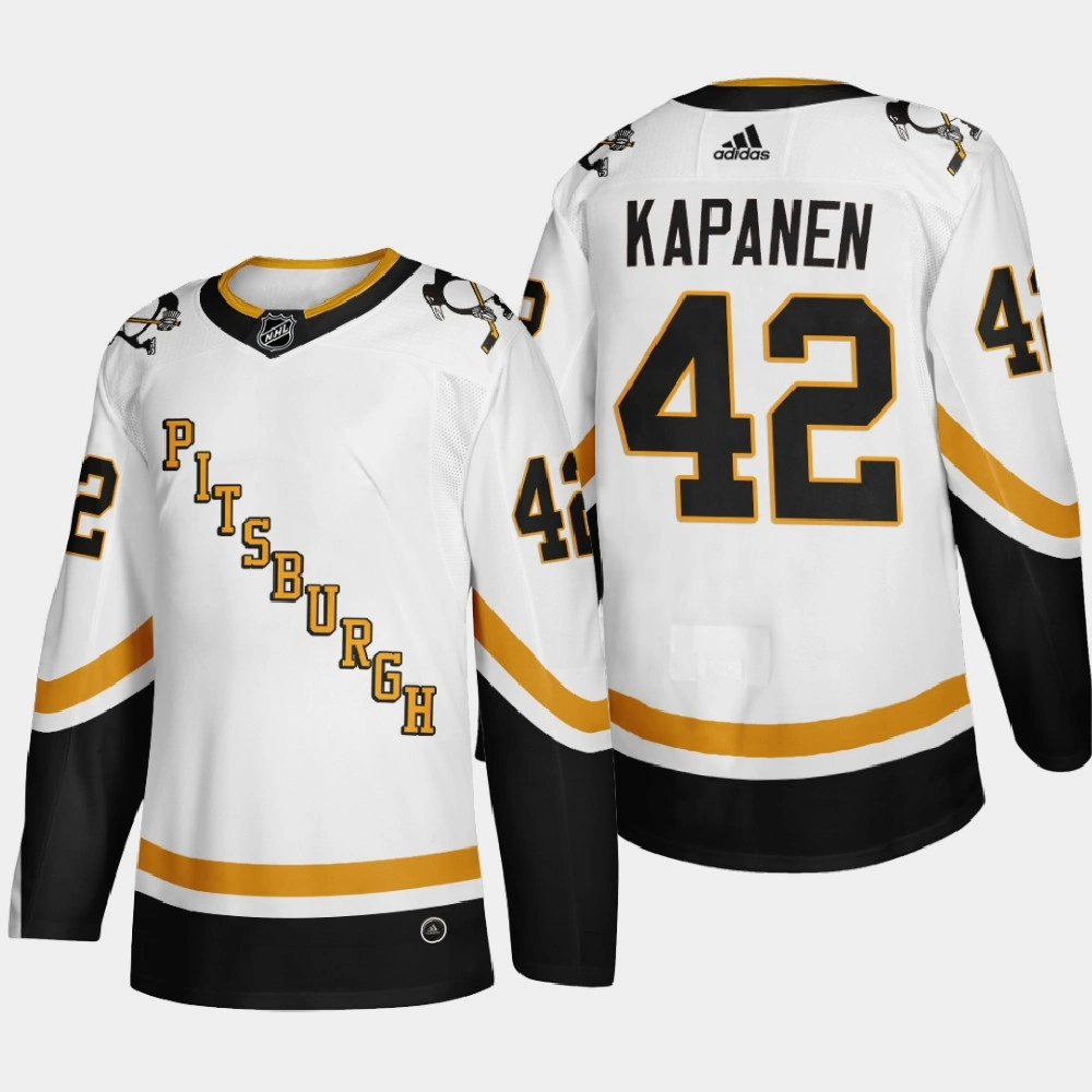 Men Pittsburgh Penguins Kasperi Kapanen #42 2021 Season Reverse Retro Fourth Authentic White Jersey Men Pittsburgh Penguins Kasperi Kapanen #42 2021 Season Reverse Retro Fourth Authentic White Jersey
