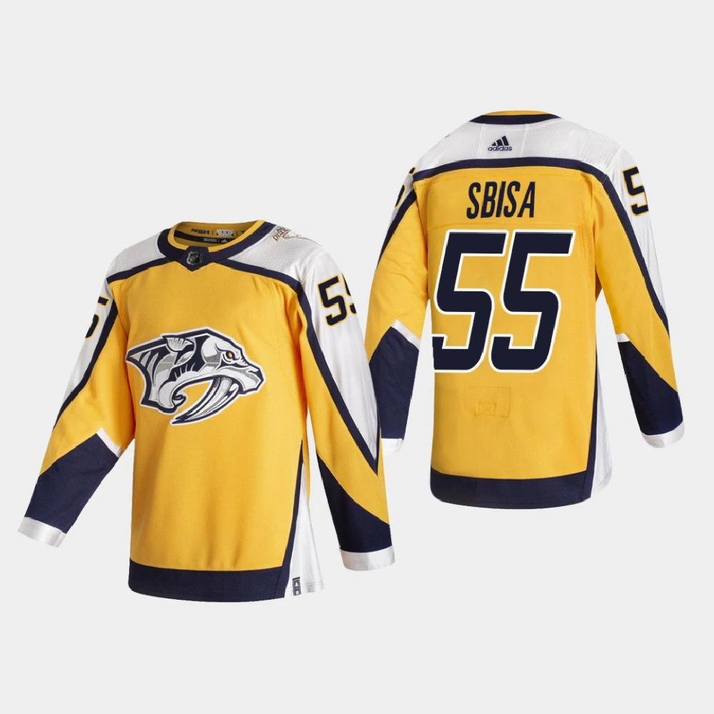 Women's Nashville Predators Luca Sbisa #55 2021 Season Reverse Retro Authentic Special Edition Gold Jersey