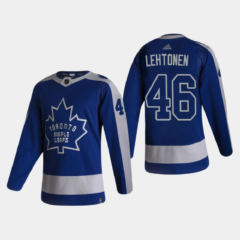 Men's Toronto Maple Leafs Mikko Lehtonen #46 2021 Season Reverse Retro Authentic Pro Special Edition Blue Jersey Men's Toronto Maple Leafs Mikko Lehtonen #46 2021 Season Reverse Retro Authentic Pro Special Edition Blue Jersey