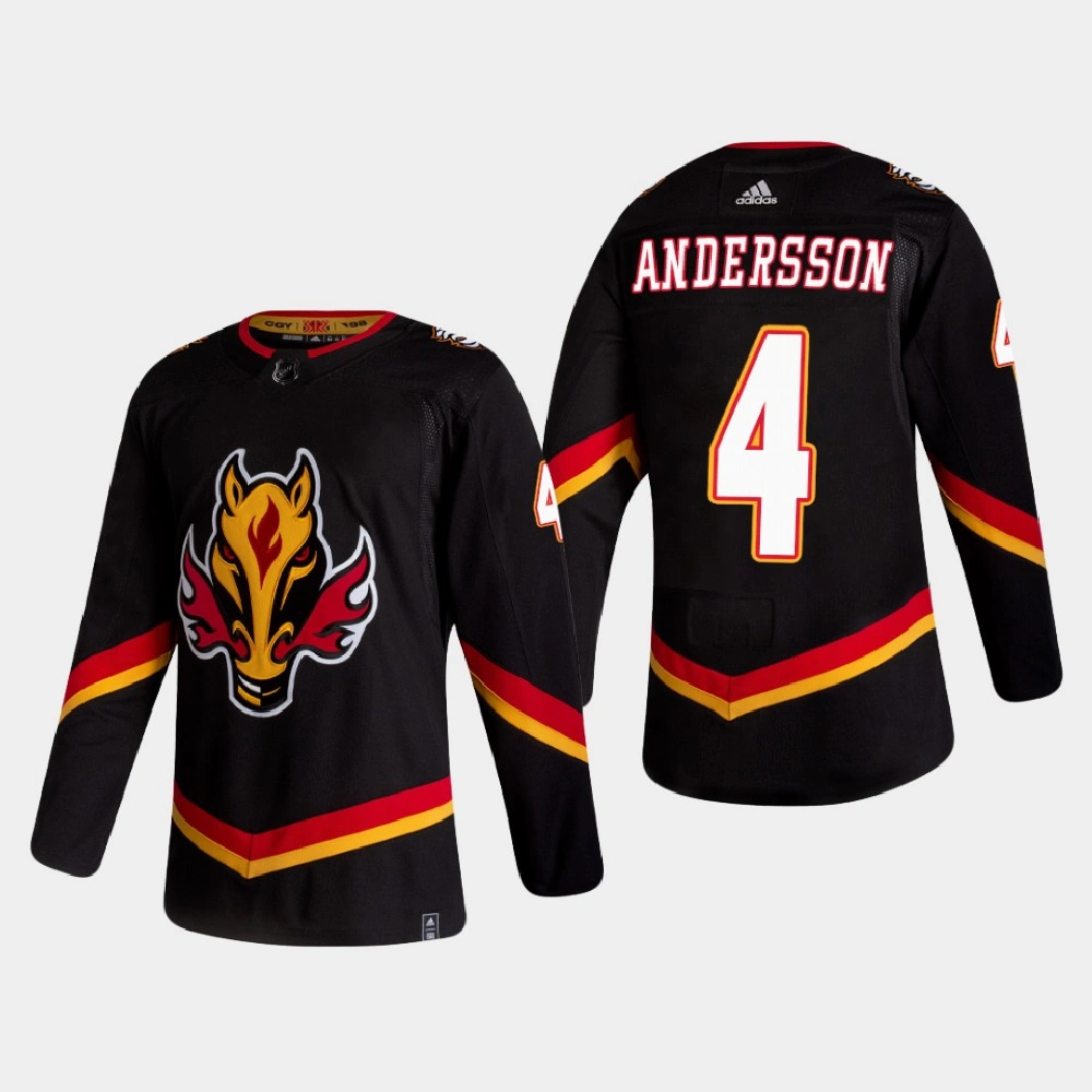 Men's Calgary Flames Rasmus Andersson #4 2021 Season Reverse Retro Authentic Black Jersey