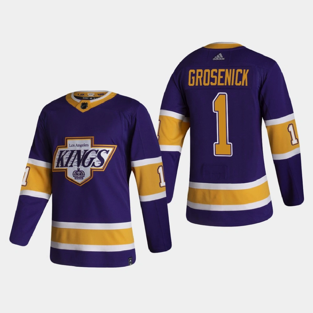 Youth Los Angeles Kings Troy Grosenick #1 2021 Season Reverse Retro Authentic Special Edition Purple Jersey Youth Los Angeles Kings Troy Grosenick #1 2021 Season Reverse Retro Authentic Special Edition Purple Jersey