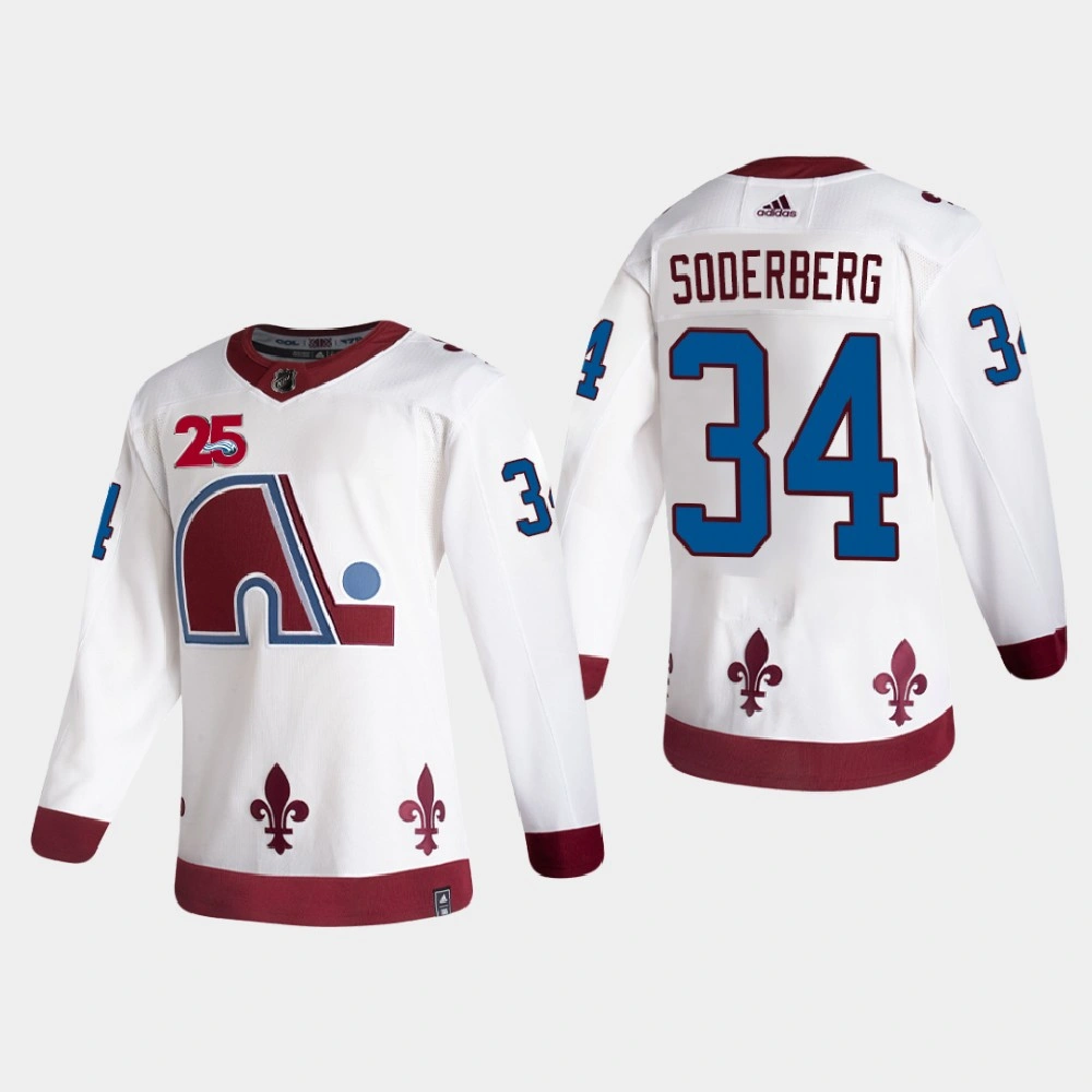 Men's Colorado Avalanche Carl Soderberg #34 2021 Season Reverse Retro Authentic White Jersey