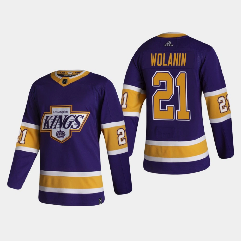 Youth Los Angeles Kings Christian Wolanin #21 2021 Season Reverse Retro Authentic Purple Jersey