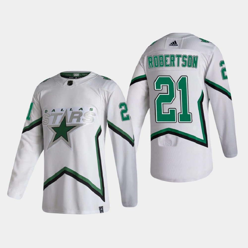 Men's Dallas Stars Jason Robertson #21 2021 Season Reverse Retro Authentic White Jersey Men's Dallas Stars Jason Robertson #21 2021 Season Reverse Retro Authentic White Jersey