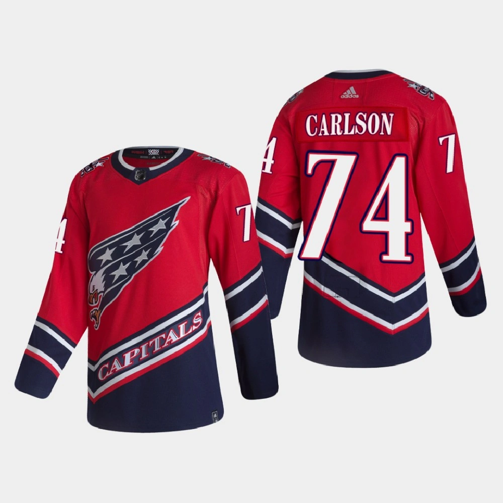 Youth Washington Capitals John Carlson #74 2021 Season Reverse Retro Authentic Red Jersey