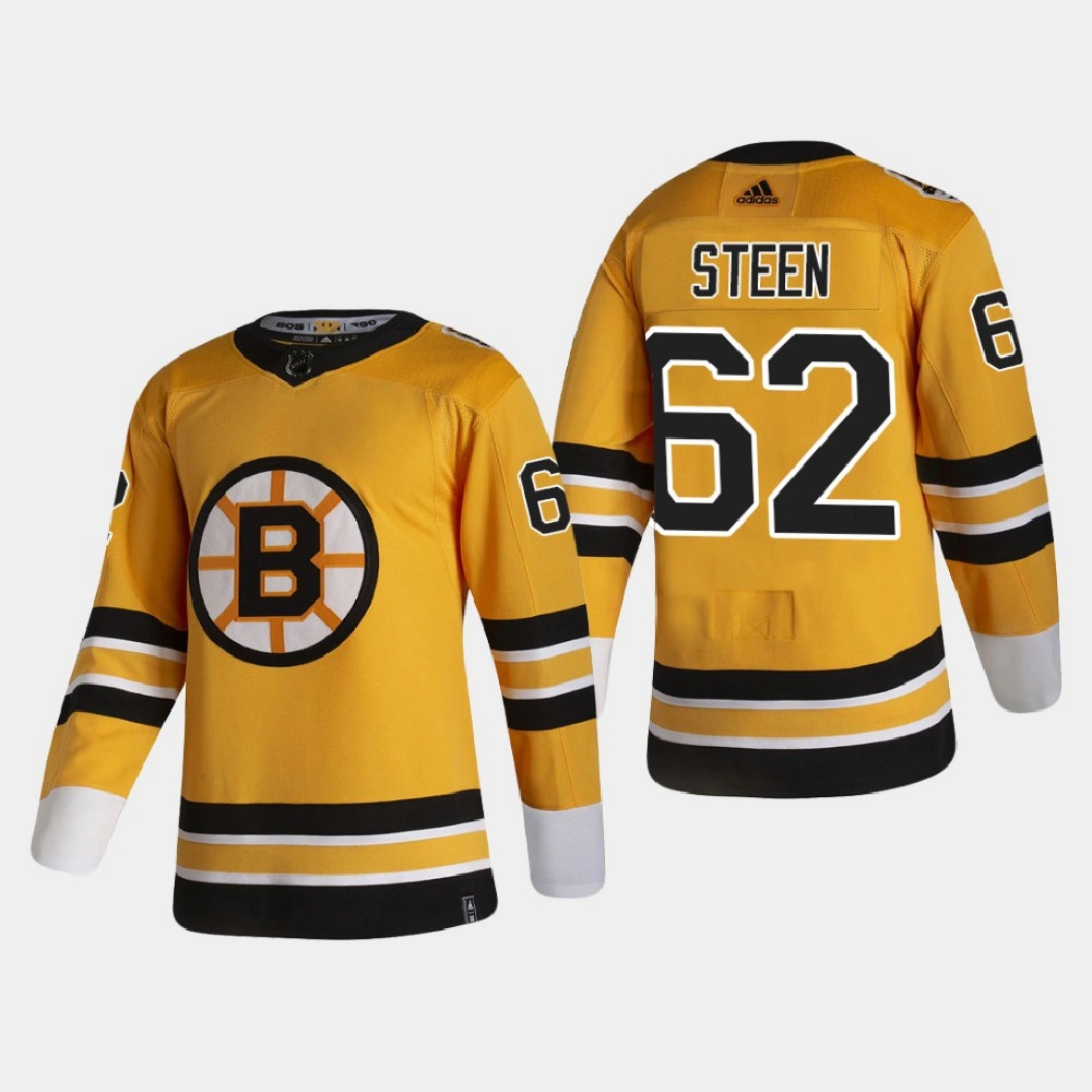 Youth Boston Bruins Oskar Steen #62 2021 Season Reverse Retro Authentic gold Jersey Youth Boston Bruins Oskar Steen #62 2021 Season Reverse Retro Authentic gold Jersey