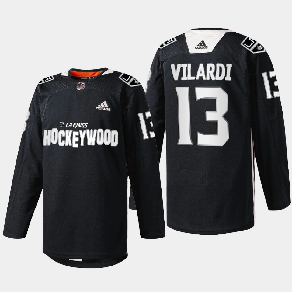 Youth Los Angeles Kings Gabriel Vilardi #13 Hockey Wood Black 2022 Jersey Warm-Up