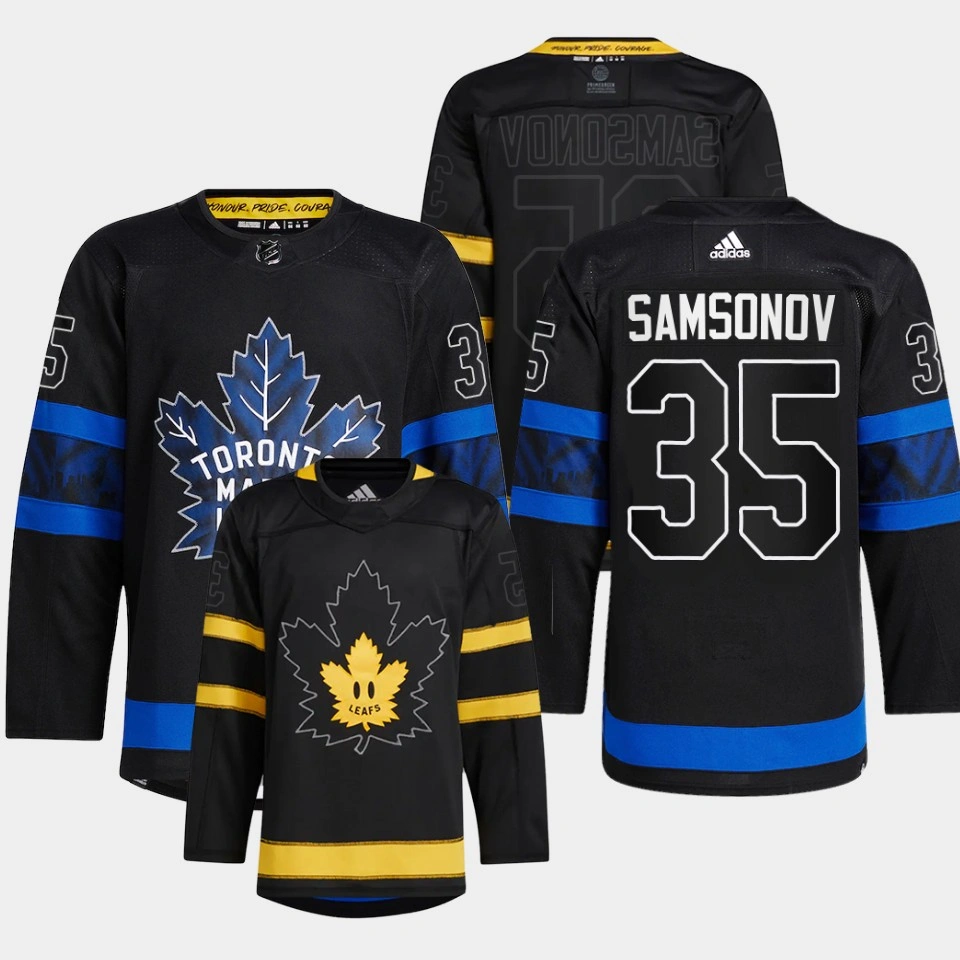 Toronto Maple Leafs Ilya Samsonov #35 Alternate Black 2022 Jersey Drew house