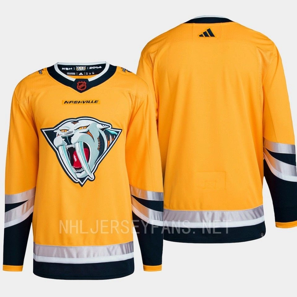 Men Nashville Predators Reverse Retro 2.0 Authentic Primegreen Yellow Blank Jersey 2022
