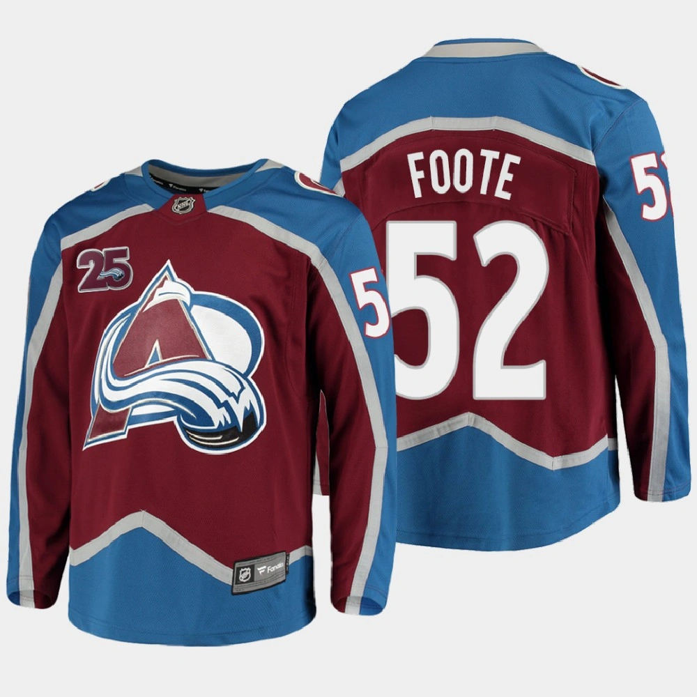 Women's Colorado Avalanche Adam Foote #52 2020-21 25th Anniversary Home Burgundy Jersey - Men