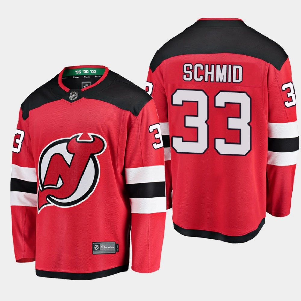 Men's New Jersey Devils Akira Schmid #33 Home G Akira Red Jersey Men's New Jersey Devils Akira Schmid #33 Home G Akira Red Jersey