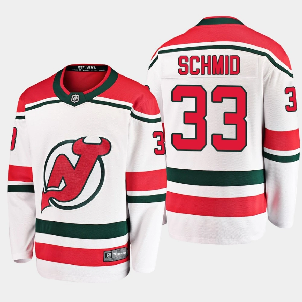 Men's New Jersey Devils Akira Schmid #33 Alternate G Akira White Jersey