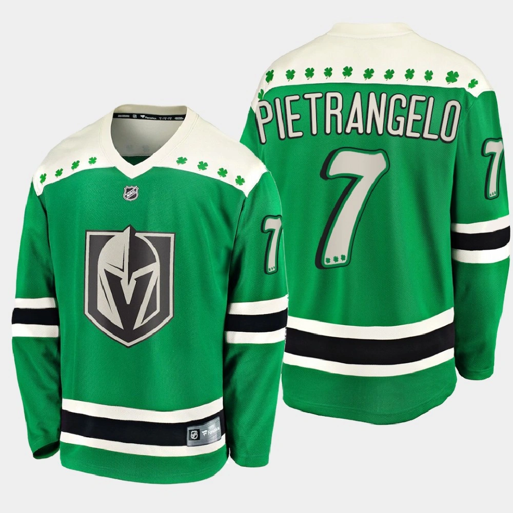 Men's Vegas Golden Knights Alex Pietrangelo #7 2021 St. Patrick's Day Green Jersey Men's Vegas Golden Knights Alex Pietrangelo #7 2021 St. Patrick's Day Green Jersey