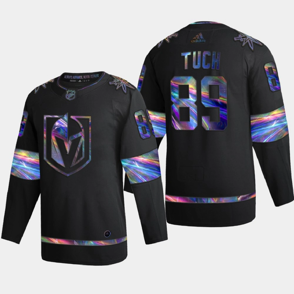 Men Vegas Golden Knights Alex Tuch #89 Iridescent Holographic Collection Authentic Black Jersey