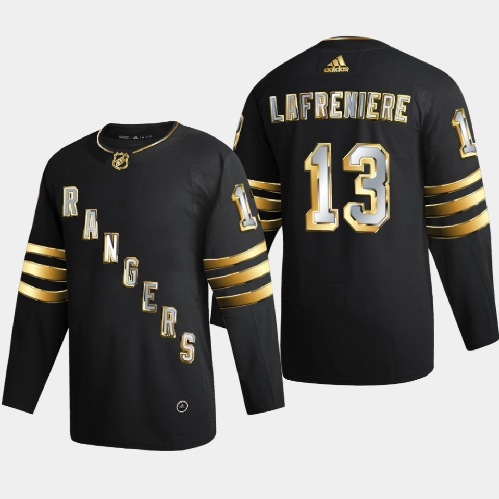Youth New York Rangers Alexis Lafrenière #13 2020-21 Golden Edition Limited Authentic Jersey - Black Youth New York Rangers Alexis Lafrenière #13 2020-21 Golden Edition Limited Authentic Jersey - Black