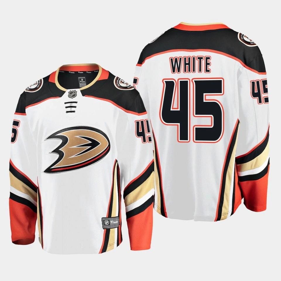 Anaheim Ducks Colton White Away White #45 Jersey Breakaway Player