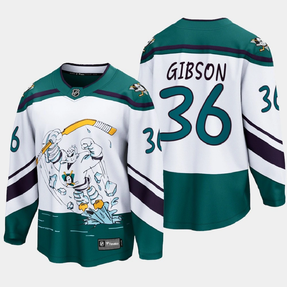 Men's Anaheim Ducks john gibson #36 Reverse Retro Special Edition White Jersey
