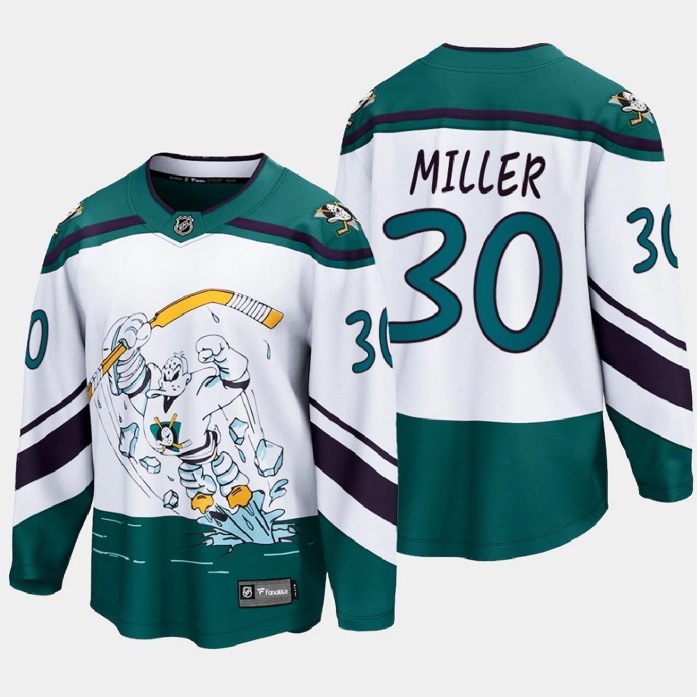 Women's Anaheim Ducks Ryan Miller #30 Reverse Retro 2021 White Jersey Women's Anaheim Ducks Ryan Miller #30 Reverse Retro 2021 White Jersey