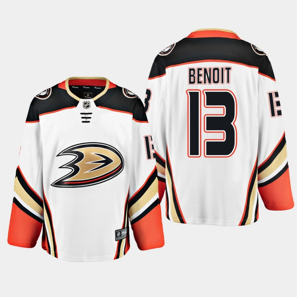 Anaheim Ducks Simon Benoit Away White #13 Jersey Breakaway Player