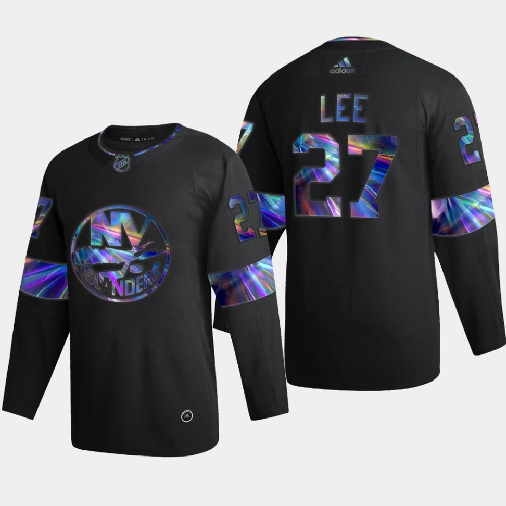 Men's New York Islanders Anders Lee #27 Iridescent Holographic Authentic Black Jersey