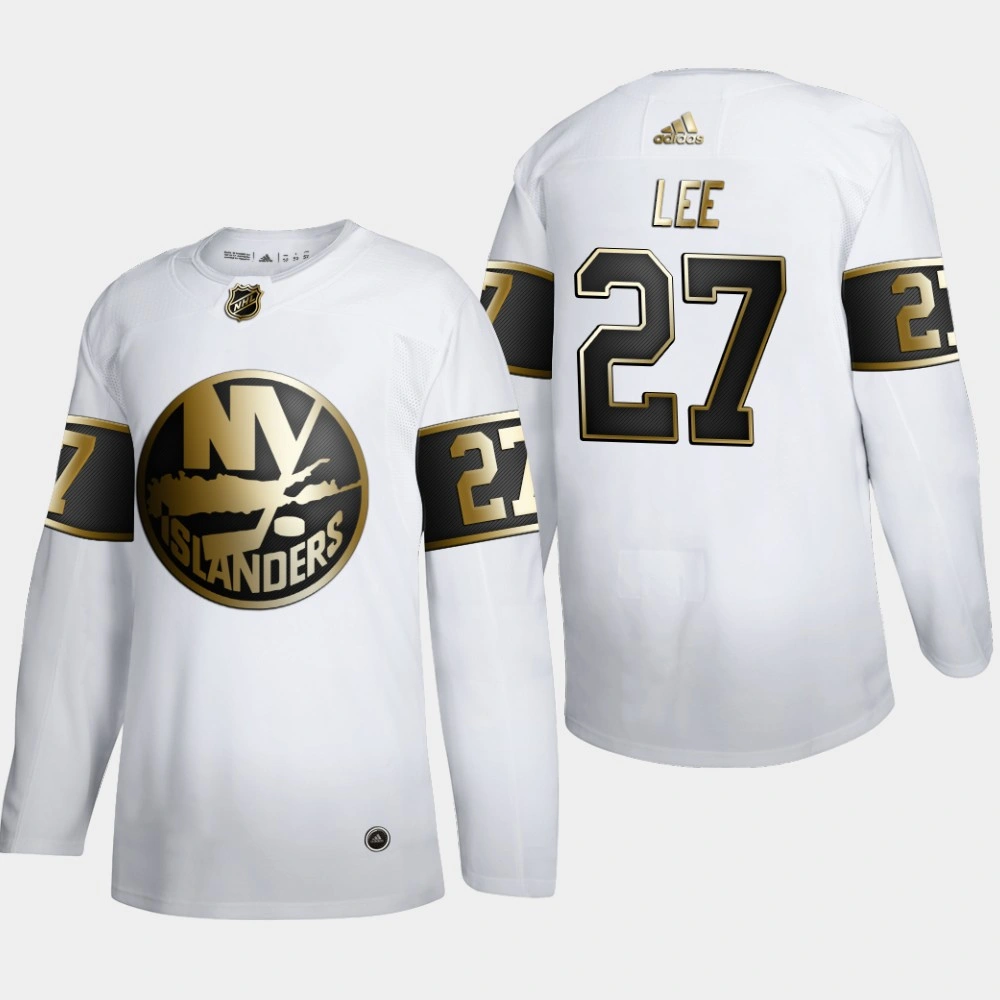 Men's New York Islanders Anders Lee #27 NHL Golden Edition White Authentic Jersey