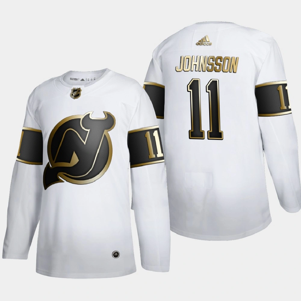 Men's New Jersey Devils Andreas Johnsson #11 Golden Edition White Authentic Player Jersey Men's New Jersey Devils Andreas Johnsson #11 Golden Edition White Authentic Player Jersey
