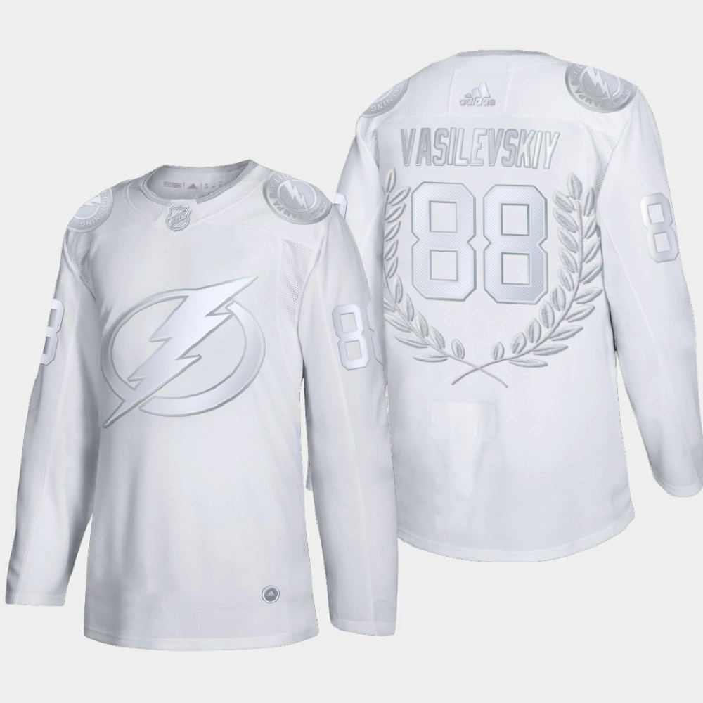 Men Tampa Bay Lightning Andrei Vasilevskiy Awards Collection 2020 Vezina Trophy White Jersey
