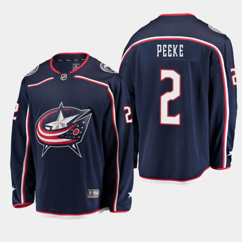 Columbus Blue Jackets Andrew Peeke #2 2019 Home Breakaway Player Navy Jersey Columbus Blue Jackets Andrew Peeke #2 2019 Home Breakaway Player Navy Jersey