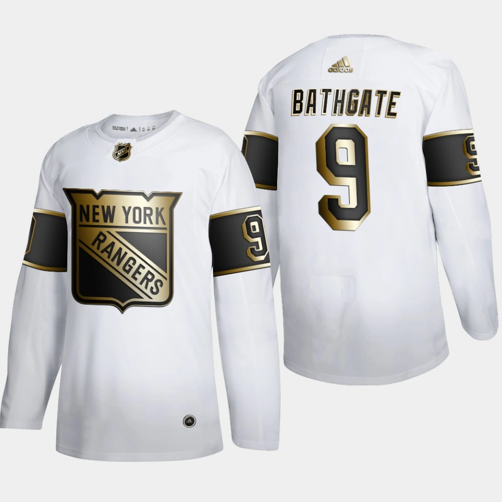 Youth New York Rangers Andy Bathgate #9 NHL Golden Edition White Retired Authentic Jersey