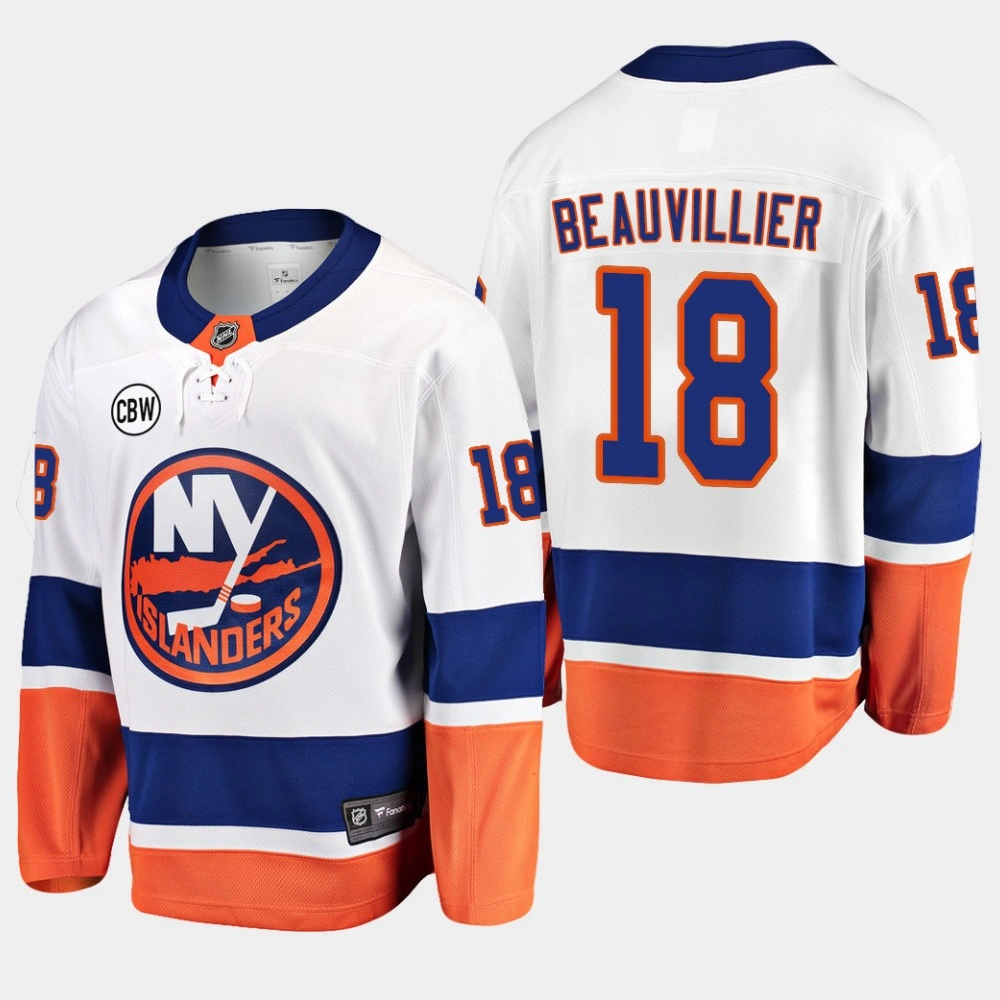 Men's New York Islanders Anthony Beauvillier #18 2018-19 Away White Breakaway CBW Jersey