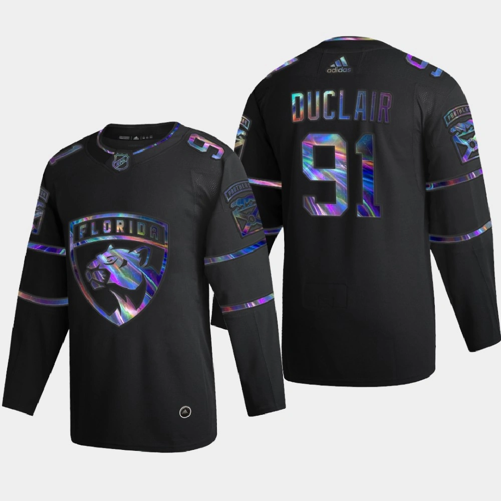 Men's Florida Panthers Anthony Duclair #91 Iridescent Holographic Authentic Black Jersey