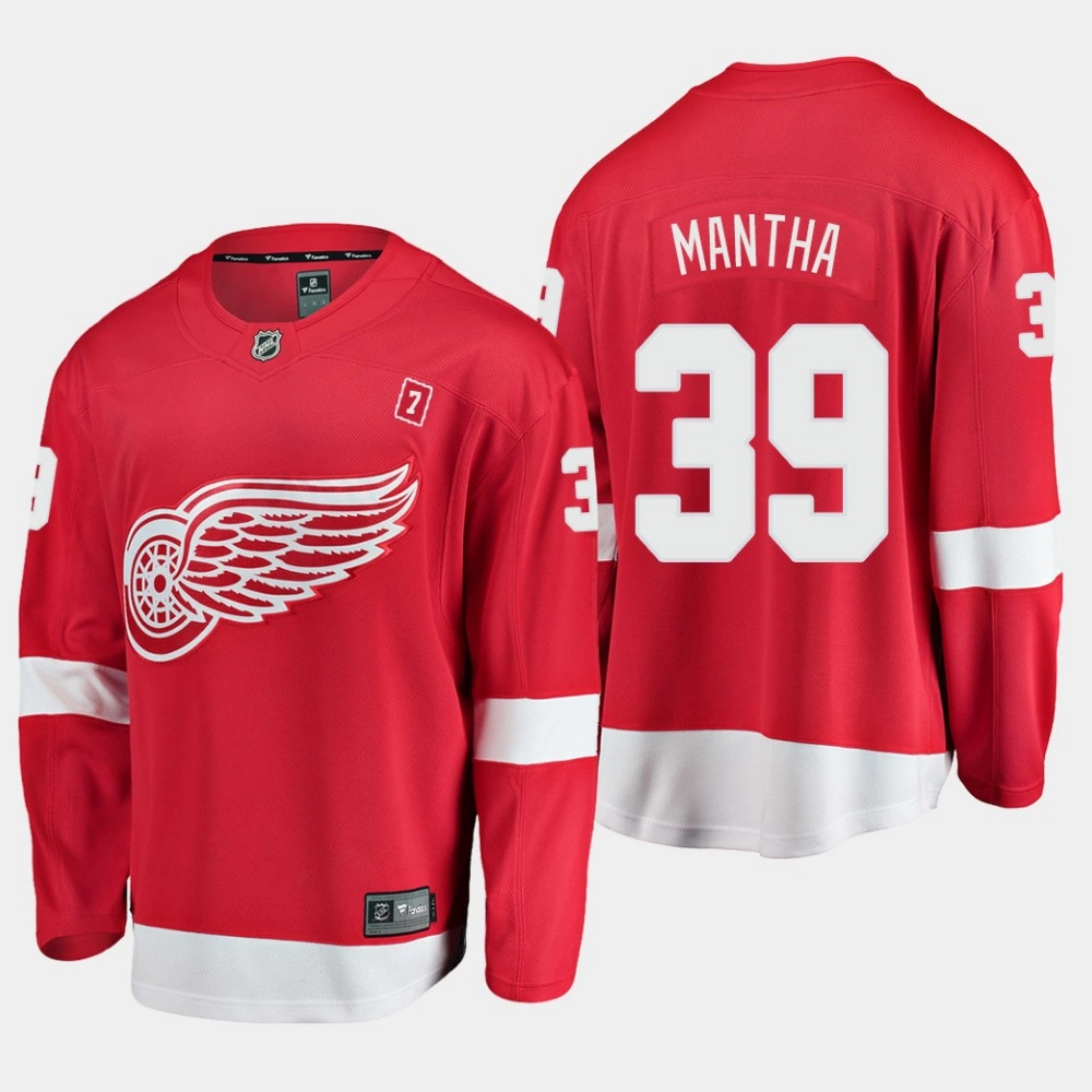 Men's Detroit Red Wings Anthony Mantha #39 Home Red Jersey with Patch Seven