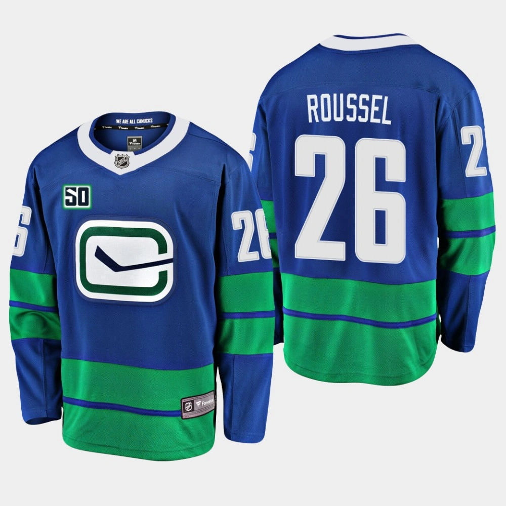 Women's Vancouver Canucks Antoine Roussel #26 50th Anniversary Blue Alternate Jersey