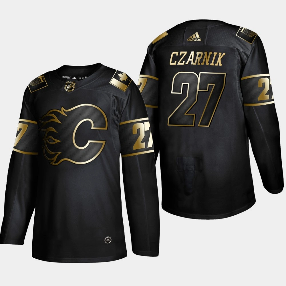 Youth Calgary Flames Austin Czarnik #27 2019 NHL Golden Edition Black Authentic Player Jersey