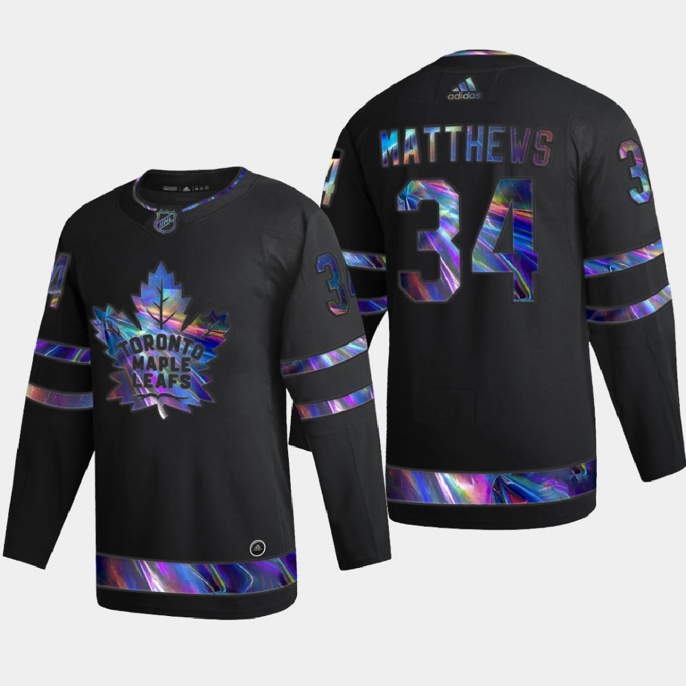 Women's Toronto Maple Leafs Auston Matthews #34 Iridescent Holographic Authentic Black Jersey