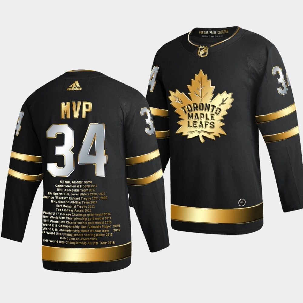 Auston Matthews NHL MVP #34 Toronto Maple Leafs Black Career Awards Jersey