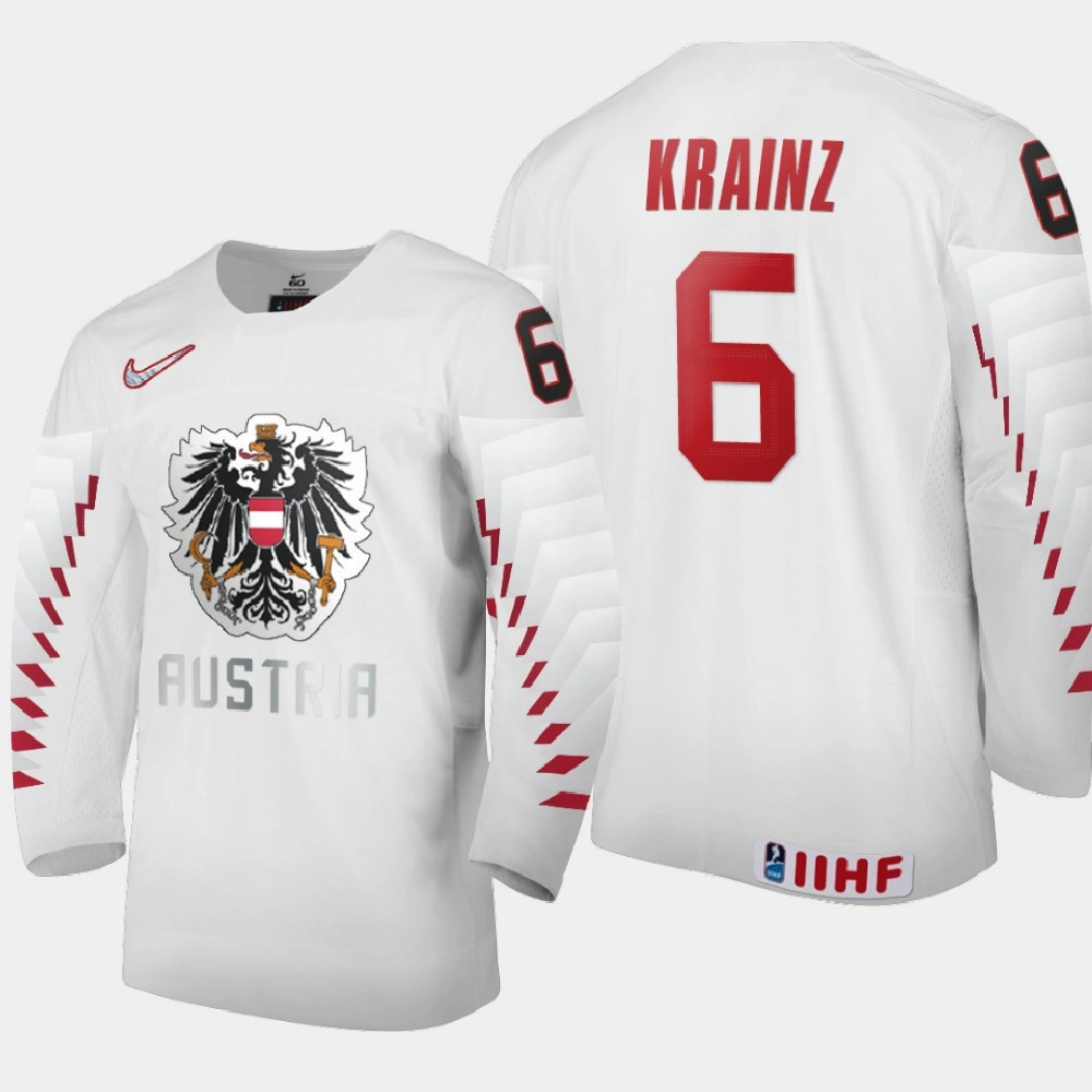 Women's Austria Team Clemens Krainz #6 2021 IIHF World Junior Championship Home White Jersey
