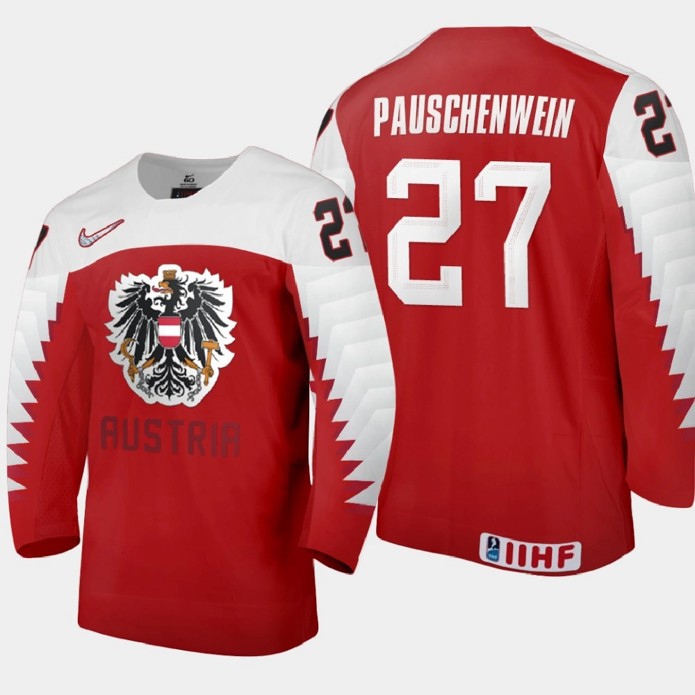 Women's Austria Team Julian Pauschenwein #27 2021 IIHF World Junior Championship Away Red Jersey