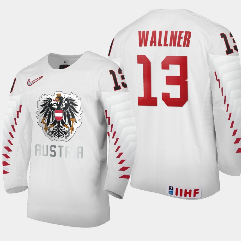 Women's Austria Team Leon Wallner #13 2021 IIHF World Junior Championship Home White Jersey Women's Austria Team Leon Wallner #13 2021 IIHF World Junior Championship Home White Jersey